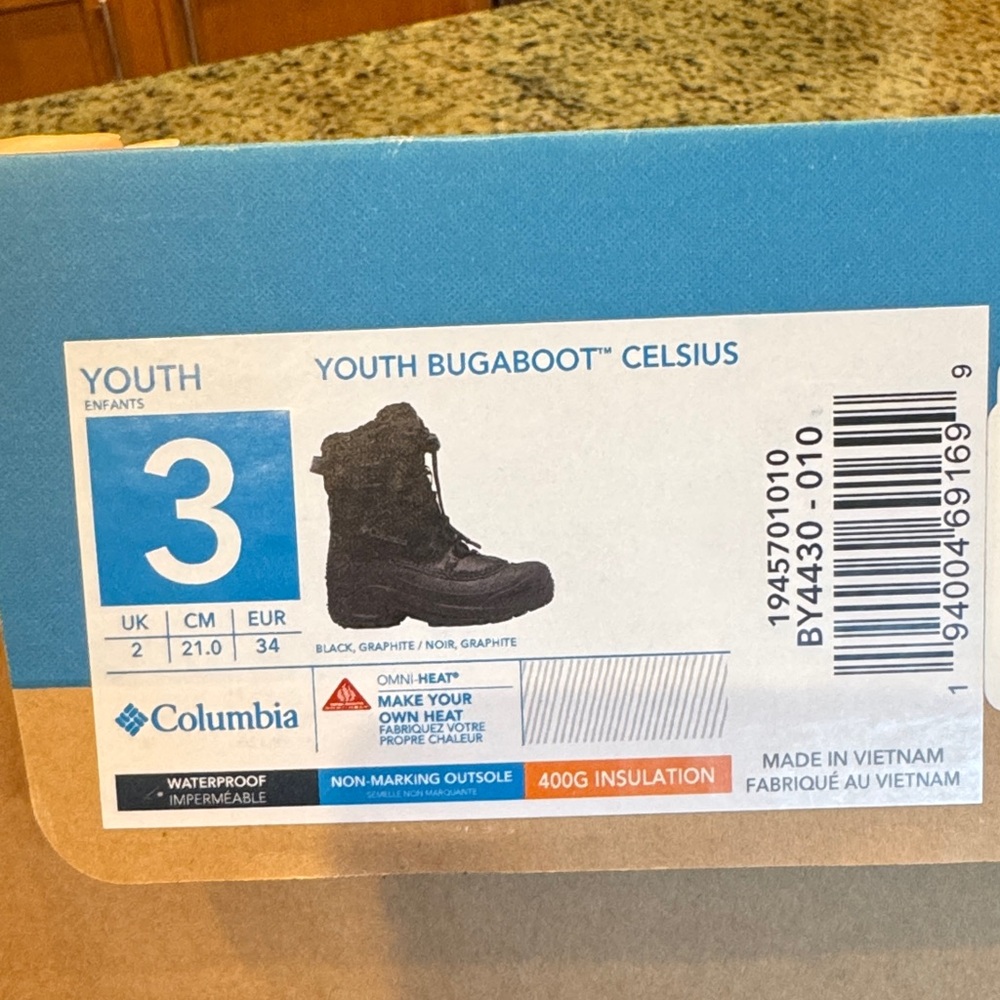 Columbia Youth Bugaboot Celsius Black Graphite Boots